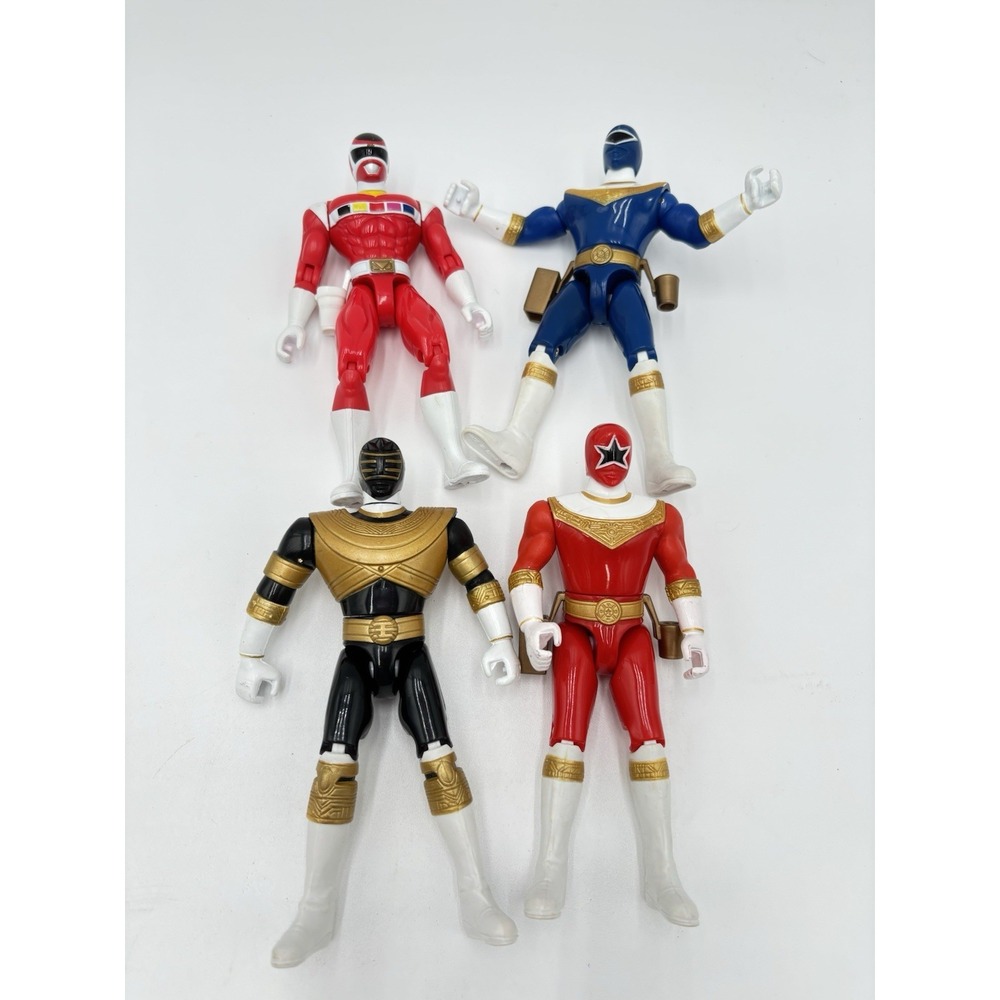 Vintage 1996 Bandai Power Rangers Zeo 8" Action Figures Lot of 4 Red Blue Gold